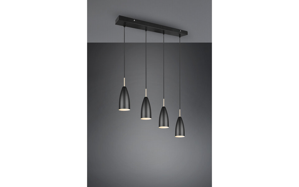 HLW LED Zwarte LED Hanglamp Trion Farona - 4-lichts, Mat Zwart Aluminium, E14 Fitting HLW LED Zwarte LED Hanglamp Trion Farona - 4-lichts, Mat Zwart Aluminium, E14 Fitting