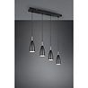 HLW LED Black LED Pendant Lamp Trion Farona - 4-light, Matte Black Aluminum, E14 Fitting
