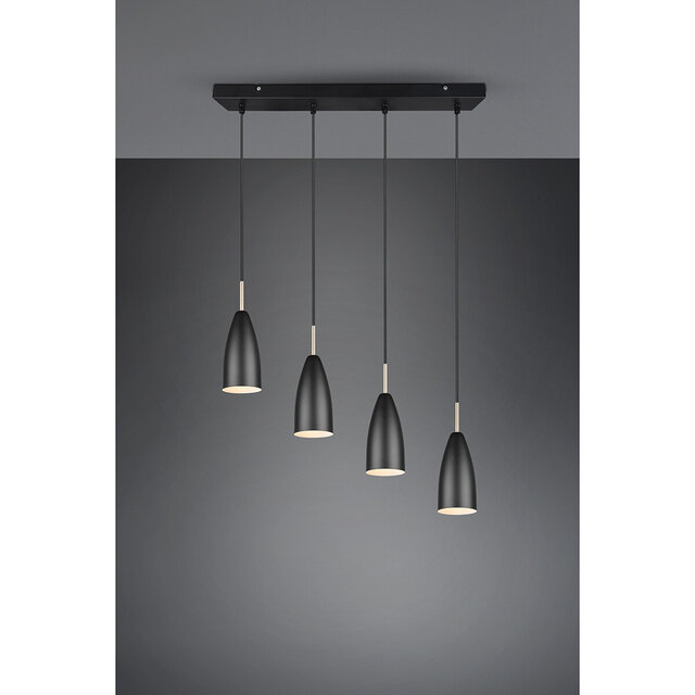 HLW LED Black LED Pendant Lamp Trion Farona - 4-light, Matte Black Aluminum, E14 Fitting