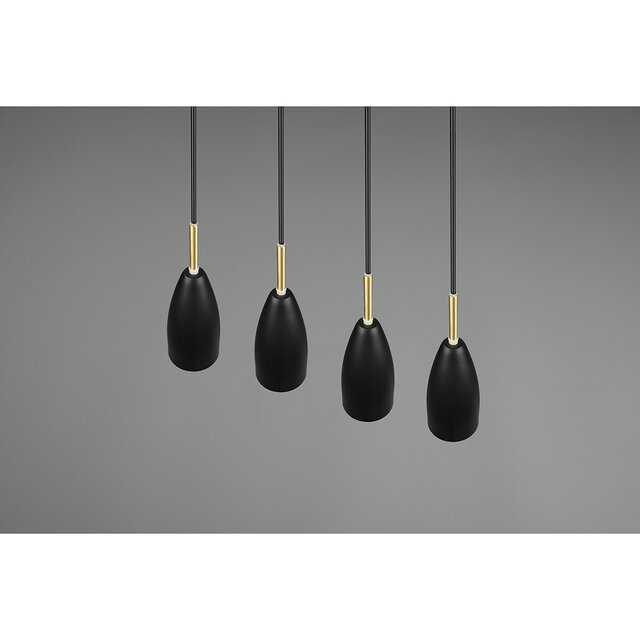 HLW LED Black LED Pendant Lamp Trion Farona - 4-light, Matte Black Aluminum, E14 Fitting
