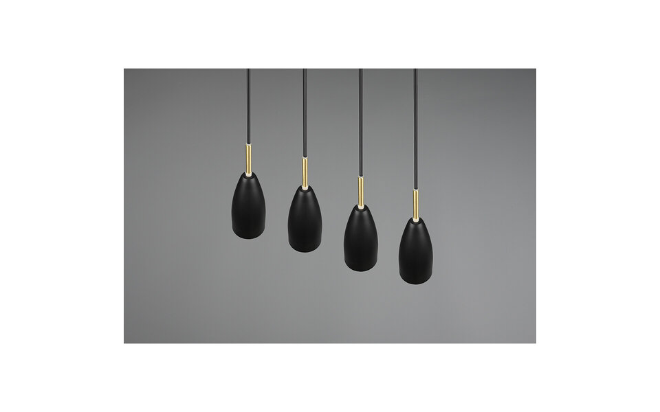 HLW LED Zwarte LED Hanglamp Trion Farona - 4-lichts, Mat Zwart Aluminium, E14 Fitting HLW LED Zwarte LED Hanglamp Trion Farona - 4-lichts, Mat Zwart Aluminium, E14 Fitting