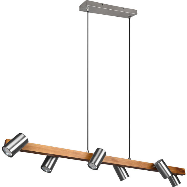 HLW LED LED Hanglamp Trion Milona - 6-lichts, GU10, Mat Bruin/Nikkel Aluminium