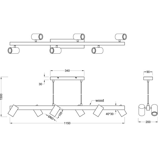 HLW LED LED Hanglamp Trion Milona - 6-lichts, GU10, Mat Bruin/Nikkel Aluminium HLW LED LED Hanglamp Trion Milona - 6-lichts, GU10, Mat Bruin/Nikkel Aluminium