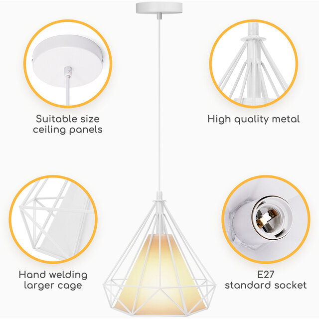 witte klassieke LED hanglamp van mat aluminium met E27 fitting en 60W vermogen in modern design