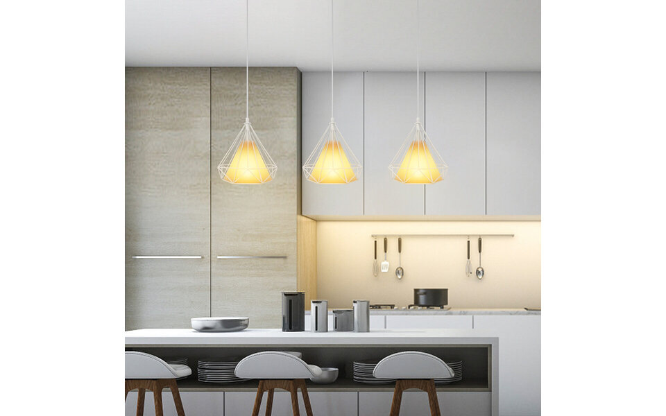 HLW LED LED Hanglamp - Klassieke Witte LED Hanglamp met E27 Fitting - Retro Mat Wit Aluminium