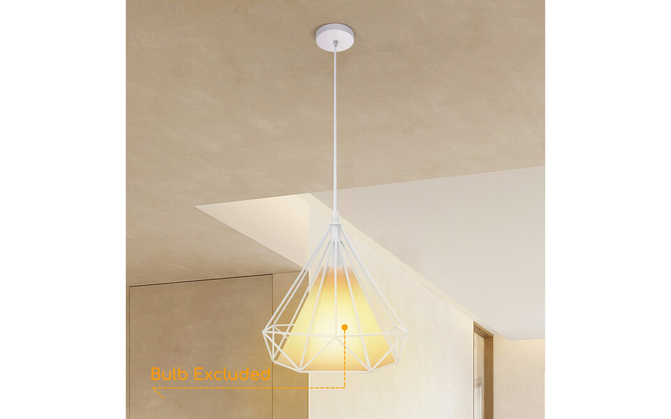 HLW LED LED Pendant Lamp - Classic White LED Pendant Lamp with E27 Fitting - Retro Matte White Aluminum