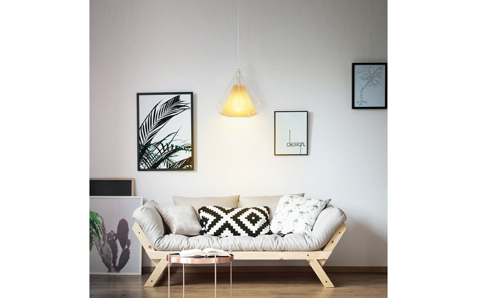 HLW LED LED Pendant Lamp - Classic White LED Pendant Lamp with E27 Fitting - Retro Matte White Aluminum