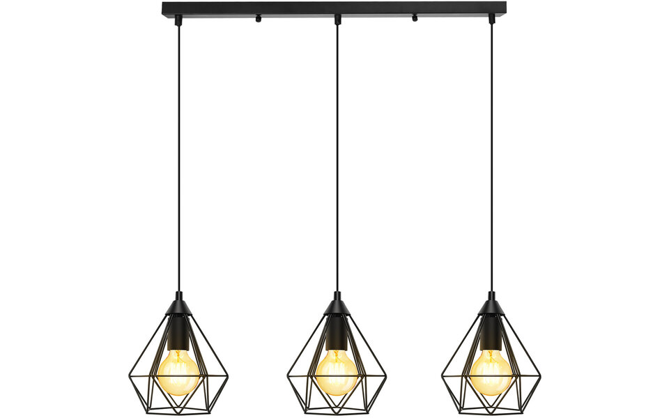 HLW LED Klassieke LED Hanglamp Aigi Elsa - Mat Zwart Aluminium, 3-Lichts E27 Fitting