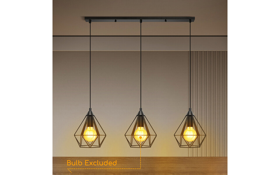 HLW LED Klassieke LED Hanglamp Aigi Elsa - Mat Zwart Aluminium, 3-Lichts E27 Fitting