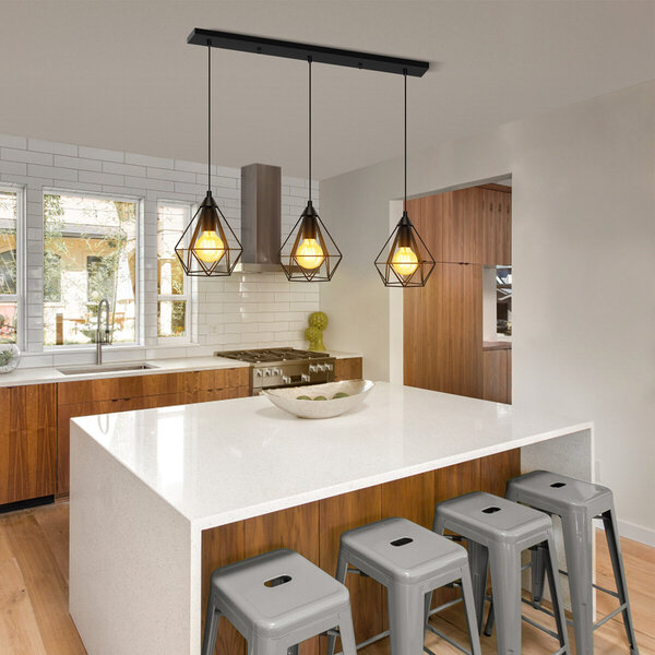 HLW LED Klassieke LED Hanglamp Aigi Elsa - Mat Zwart Aluminium, 3-Lichts E27 Fitting HLW LED Klassieke LED Hanglamp Aigi Elsa - Mat Zwart Aluminium, 3-Lichts E27 Fitting