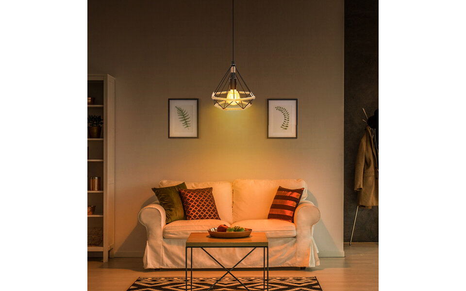 HLW LED Classic LED Pendant Lamp Aigi Elsa - Black Aluminum & Brown Wood Light Window