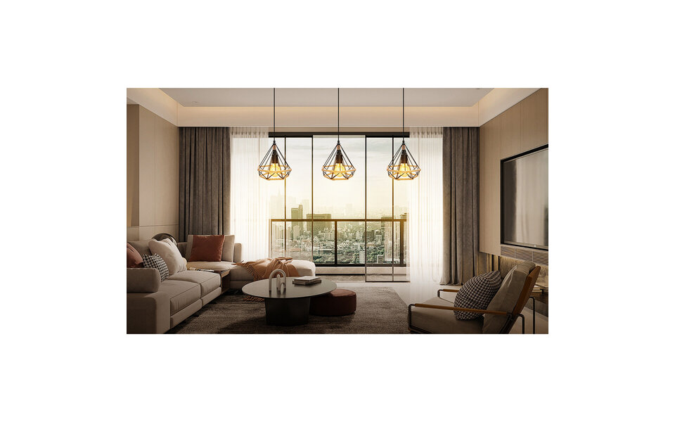 HLW LED Classic LED Pendant Lamp Aigi Elsa - Black Aluminum & Brown Wood Light Window