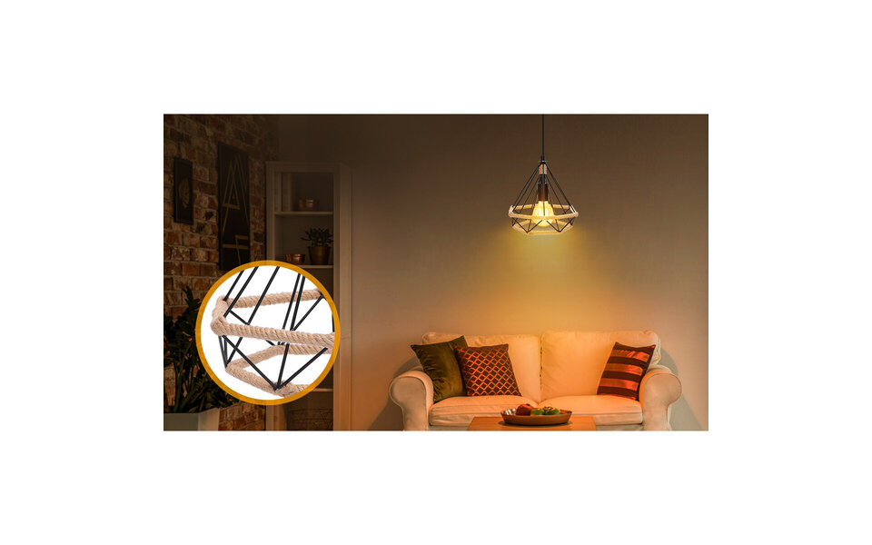 HLW LED Classic LED Pendant Lamp Aigi Elsa - Black Aluminum & Brown Wood Light Window
