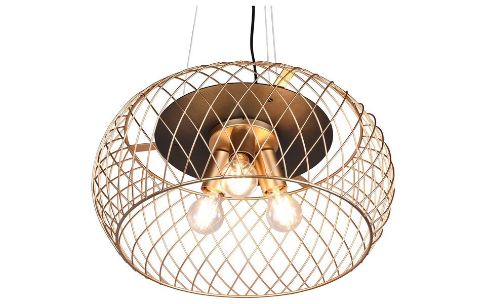 HLW LED Black & Gold LED Pendant Lamp Trion Tymon - 3-light E27, Adjustable