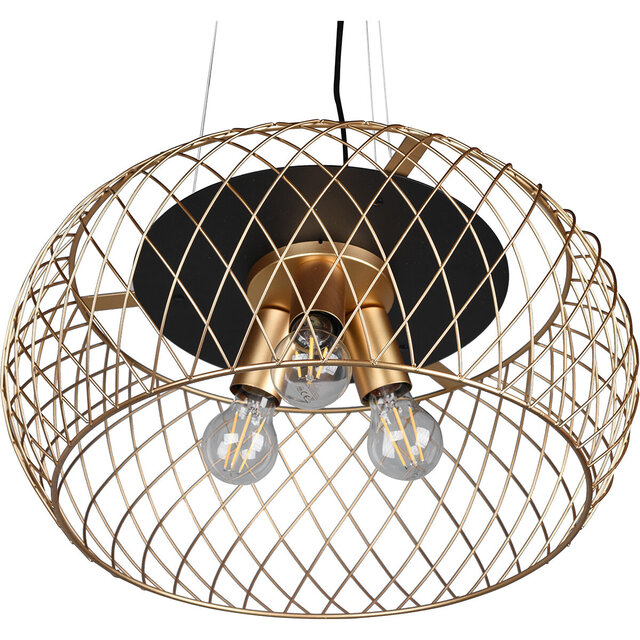 HLW LED Black & Gold LED Pendant Lamp Trion Tymon - 3-light E27, Adjustable