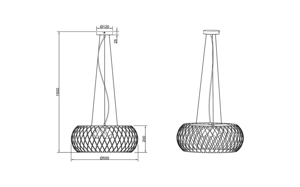 HLW LED Black & Gold LED Pendant Lamp Trion Tymon - 3-light E27, Adjustable