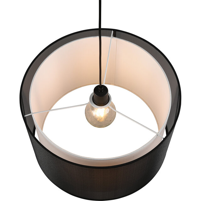 Zwarte moderne LED hanglamp van aluminium met 40W vermogen en strakke cilindervorm Zwarte moderne LED hanglamp van aluminium met 40W vermogen en strakke cilindervorm