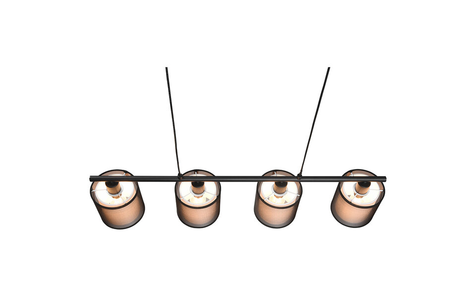 HLW LED Zwarte LED Hanglamp Trion Bidon - 4-lichts, E27, Mat Zwart Aluminium