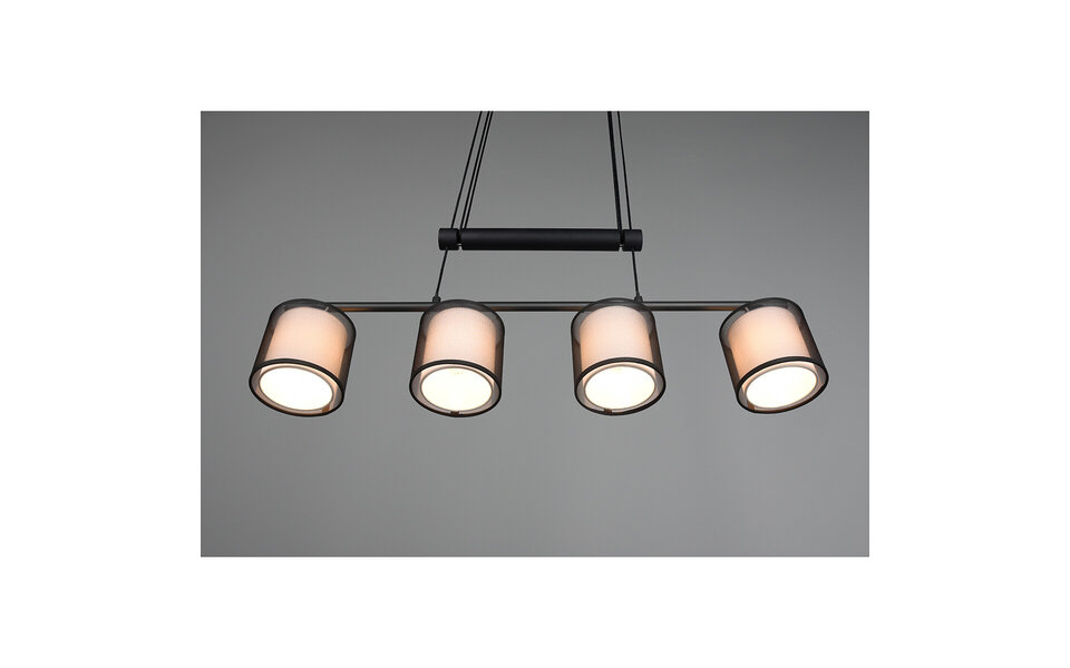 HLW LED Zwarte LED Hanglamp Trion Bidon - 4-lichts, E27, Mat Zwart Aluminium