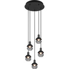 HLW LED Matt Black LED Pendant Lamp Trion Merda - 5-light Round Aluminum, E14 Fitting