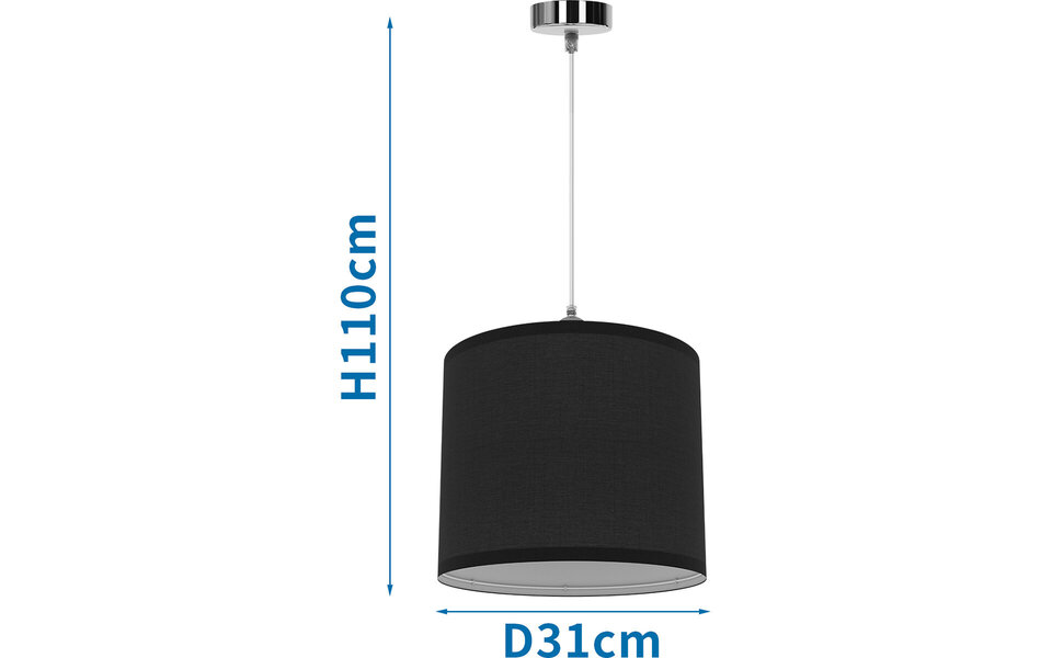 HLW LED Zwarte LED Hanglamp Aigi Utra - Stoffen LED Hanglamp met E27 Fitting