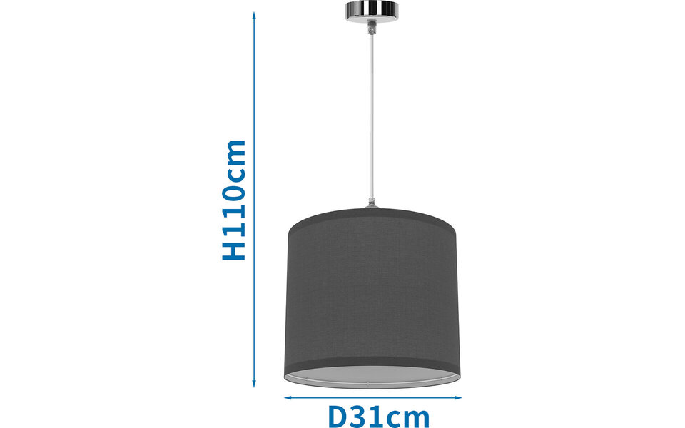HLW LED Modern Fabric LED Pendant Lamp Gray - Matte Gray Plastic, E27 Fitting