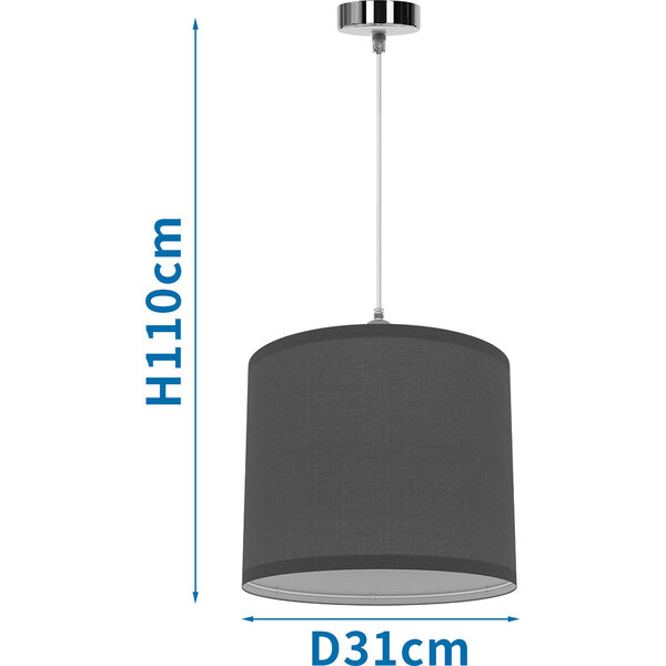 HLW LED Moderne Stoffen LED Hanglamp Grijs - Mat Grijs Kunststof, E27 Fitting HLW LED Moderne Stoffen LED Hanglamp Grijs - Mat Grijs Kunststof, E27 Fitting