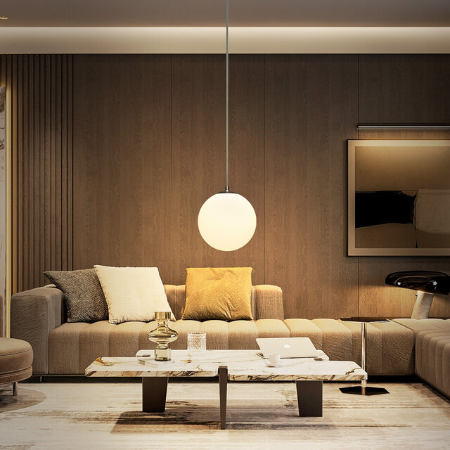 moderne mat witte LED hanglamp met glazen kap en E27 fitting 40W