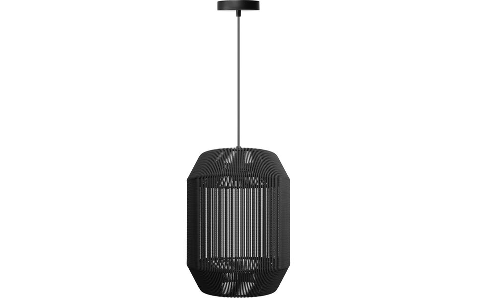 HLW LED LED Pendant Lamp Matte Black - Round Paper Fixture with E27 Fitting, 1 Light Point