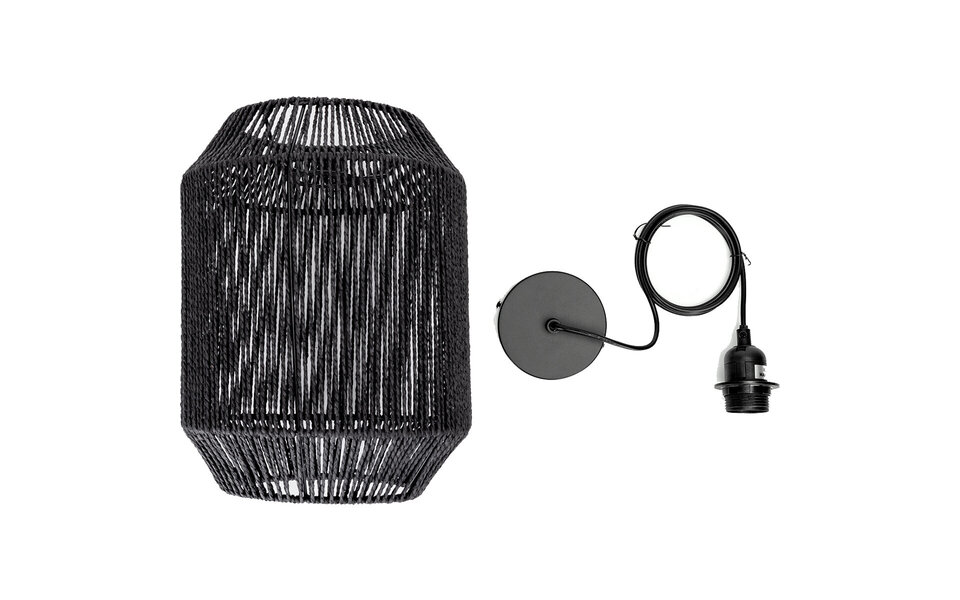 HLW LED LED Hanglamp Mat Zwart - Rond Papierarmatuur met E27 Fitting, 1 Lichtpunt