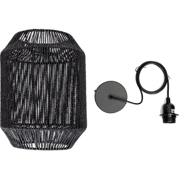 HLW LED LED Hanglamp Mat Zwart - Rond Papierarmatuur met E27 Fitting, 1 Lichtpunt HLW LED LED Hanglamp Mat Zwart - Rond Papierarmatuur met E27 Fitting, 1 Lichtpunt