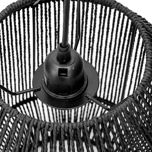 HLW LED LED Hanglamp Mat Zwart - Rond Papierarmatuur met E27 Fitting, 1 Lichtpunt