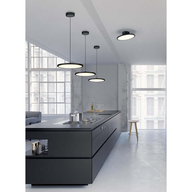 Moderne dimbare LED hanglamp 29W in mat zwart met warm wit licht