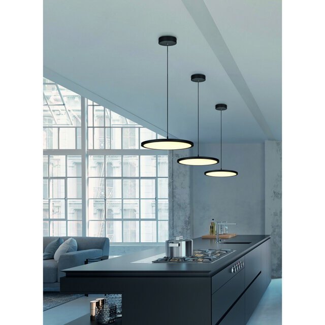 HLW LED Dimbare LED Hanglamp 29W - Mat Zwart & Wit, Warm Wit 3000K, Modern Design