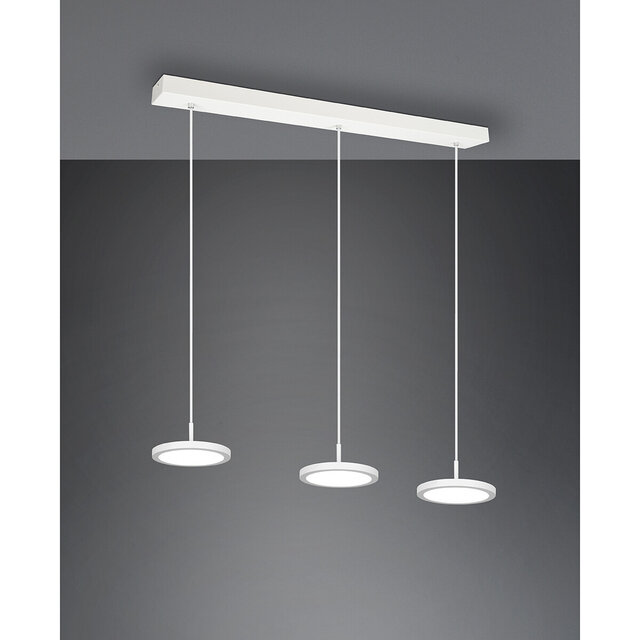 HLW LED Dimbare LED Hanglamp 30W - Mat Wit, Neutraal Wit Licht 4000K, 3-lichts