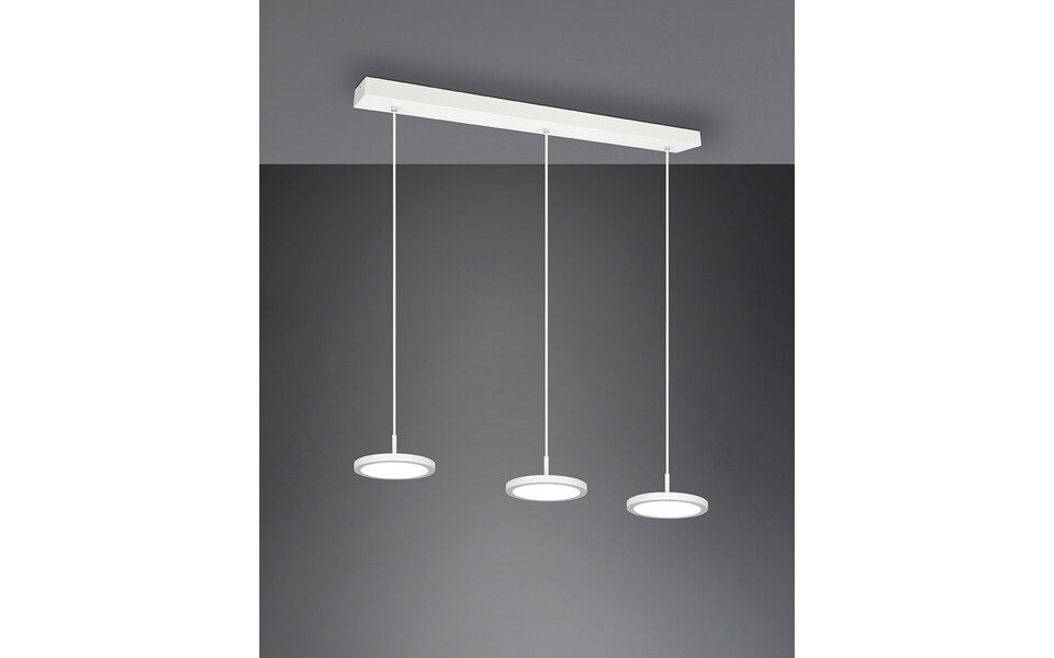 HLW LED Dimmable LED Pendant Lamp 30W - Matt White, Neutral White Light 4000K, 3-light