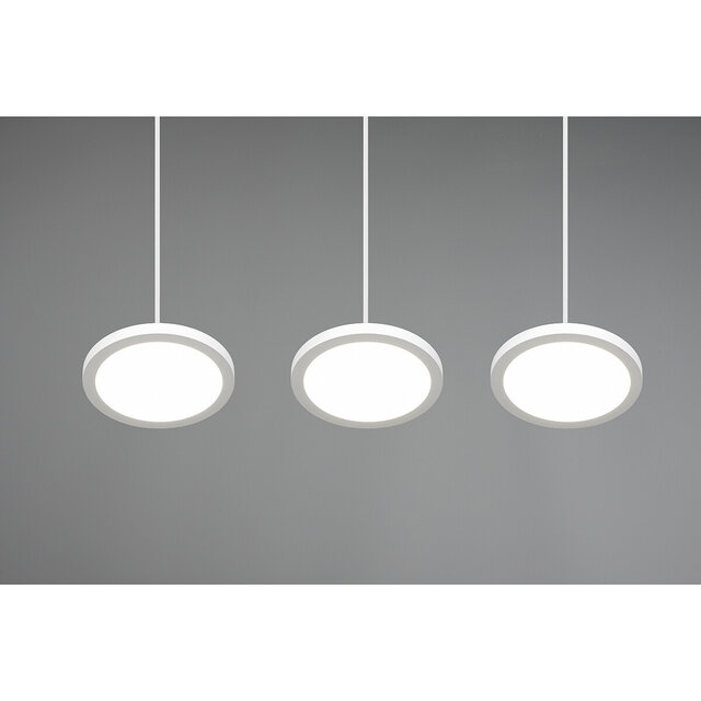 HLW LED Dimbare LED Hanglamp 30W - Mat Wit, Neutraal Wit Licht 4000K, 3-lichts