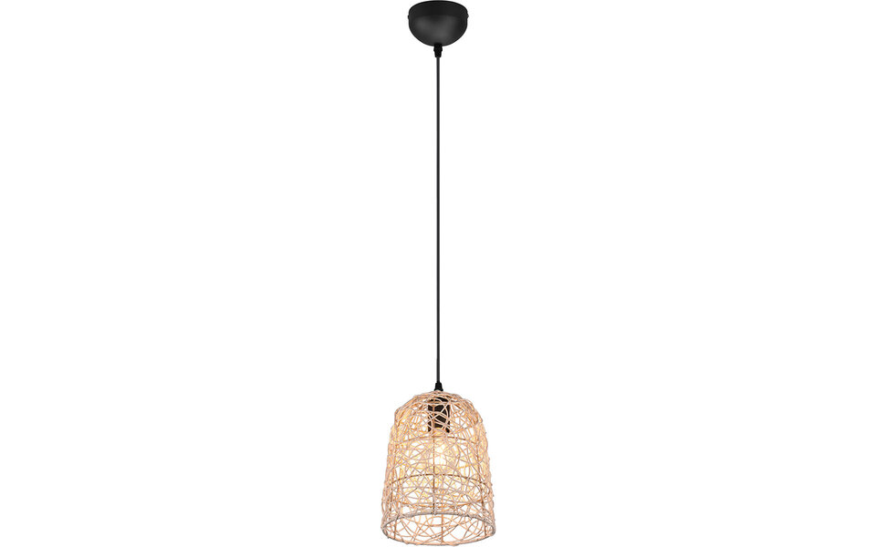 HLW LED LED Pendant Lamp Wood Trion Lopar - Round, Brown, E27 Fitting, 1-light