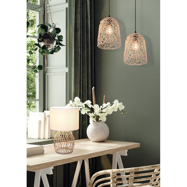blauwe moderne LED hanglamp van hout met 1 licht en 40W vermogen