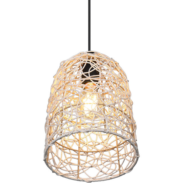 HLW LED LED Pendant Lamp Wood Trion Lopar - Round, Brown, E27 Fitting, 1-light