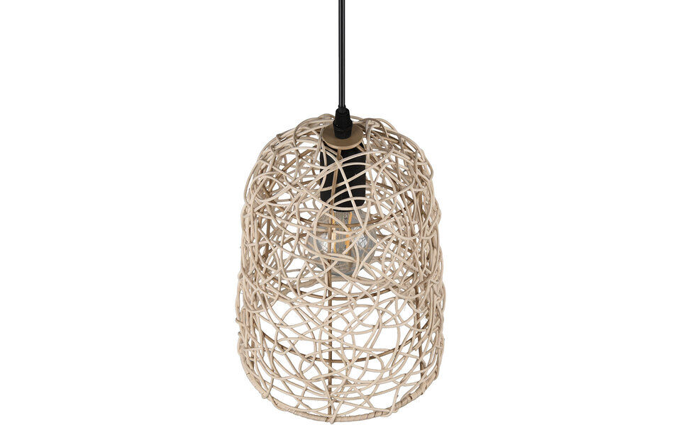 HLW LED LED Pendant Lamp Wood Trion Lopar - Round, Brown, E27 Fitting, 1-light