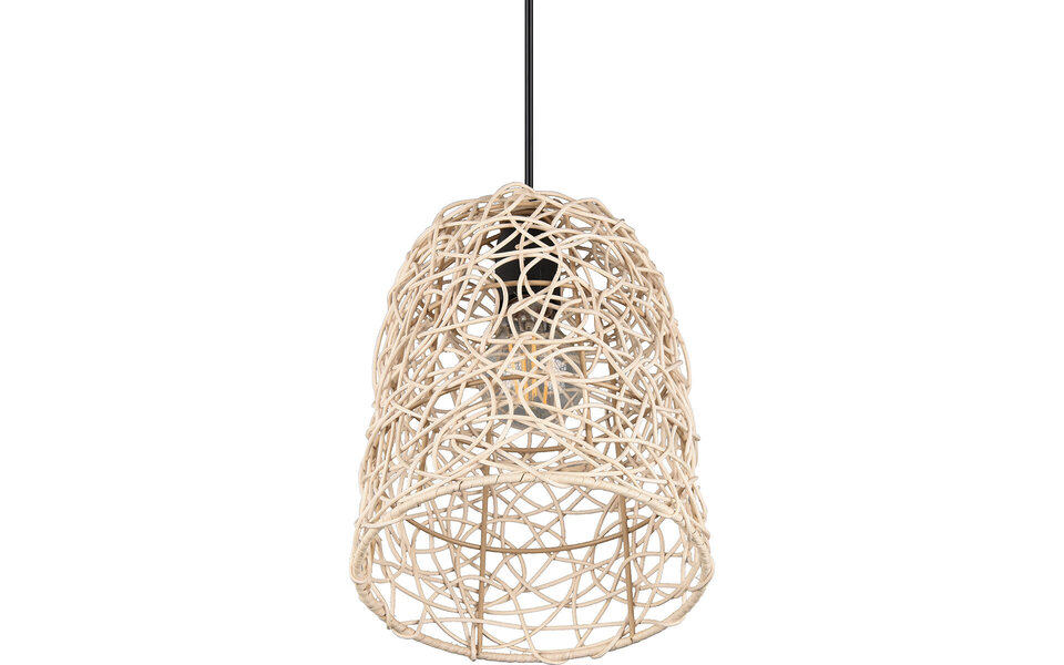 HLW LED LED Pendant Lamp Wood Trion Lopar - Round, Brown, E27 Fitting, 1-light