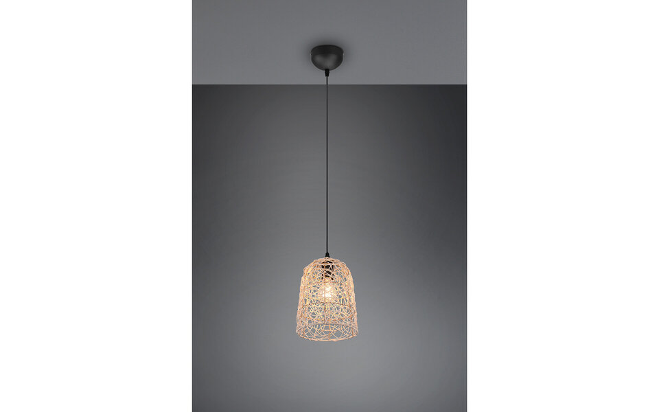 HLW LED LED Hanglamp Hout Trion Lopar - Rond, Bruin, E27 Fitting, 1-lichts