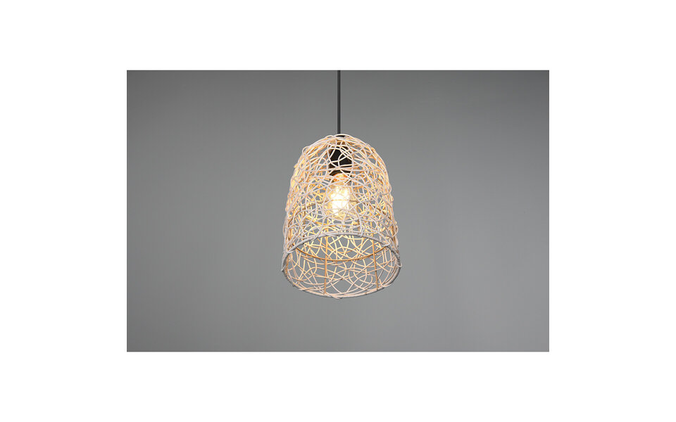 HLW LED LED Pendant Lamp Wood Trion Lopar - Round, Brown, E27 Fitting, 1-light