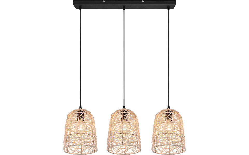 HLW LED LED Pendant Lamp Wood - 3-light LED Lamp Trion Lopar with E27 Fitting, Brown
