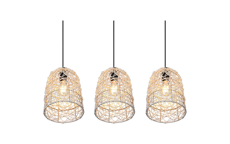 HLW LED LED Pendant Lamp Wood - 3-light LED Lamp Trion Lopar with E27 Fitting, Brown