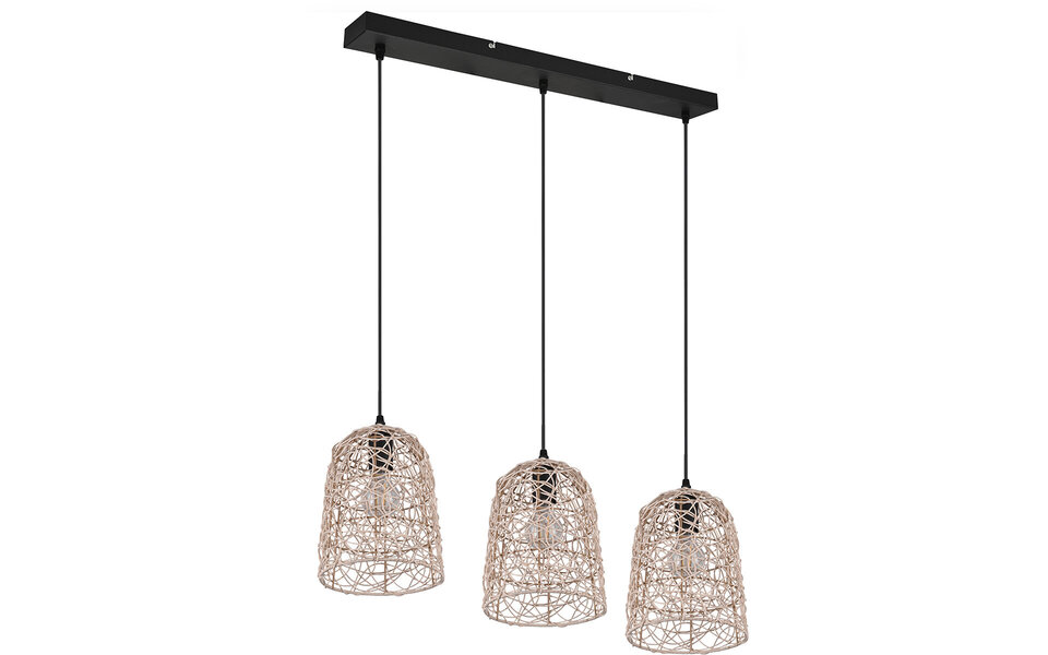 HLW LED LED Hanglamp Hout - 3-lichts LED Lamp Trion Lopar met E27 Fitting, Bruin