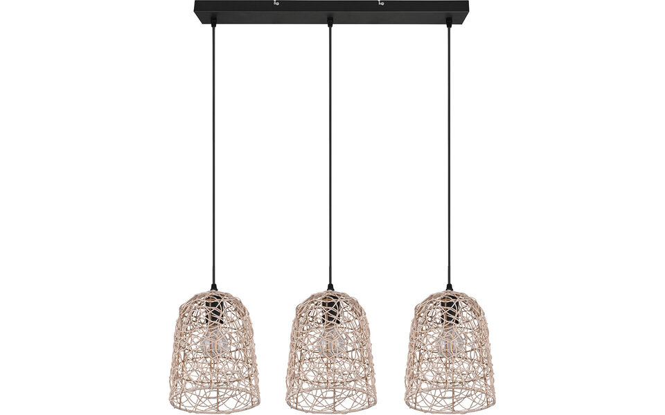 HLW LED LED Pendant Lamp Wood - 3-light LED Lamp Trion Lopar with E27 Fitting, Brown