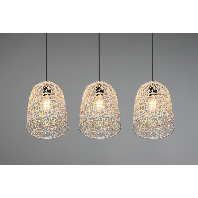 HLW LED LED Hanglamp Hout - 3-lichts LED Lamp Trion Lopar met E27 Fitting, Bruin