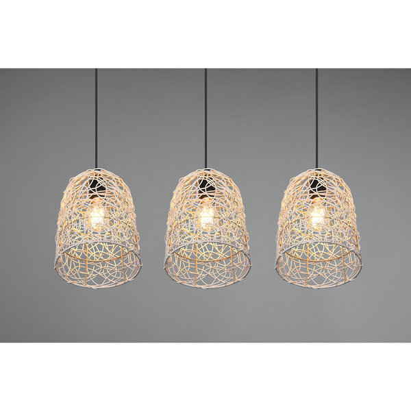 HLW LED LED Hanglamp Hout - 3-lichts LED Lamp Trion Lopar met E27 Fitting, Bruin